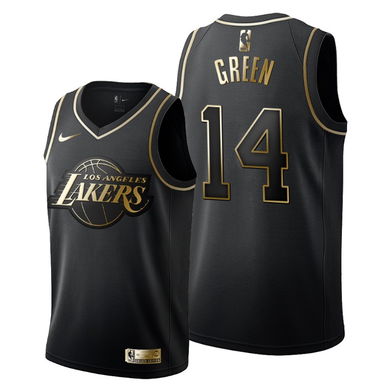 Men's Los Angeles Lakers Danny Green #14 NBA Golden Edition Black Basketball Jersey SQH0383WM